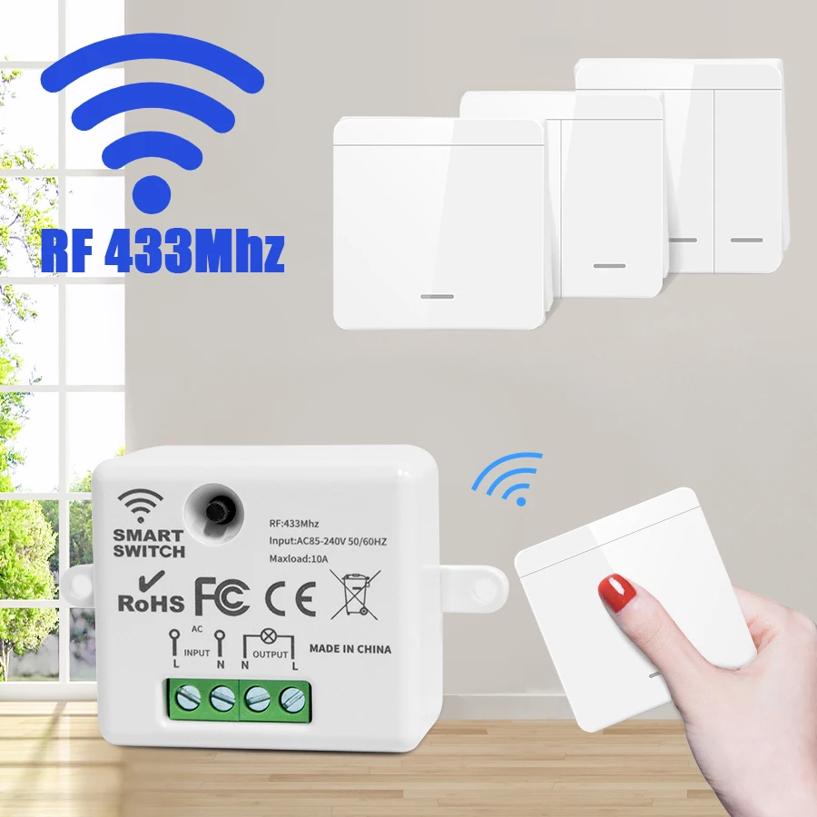 Outdoor Power Outlet With Remote Control - Беспроводной настенный выключатель света 433 МГц