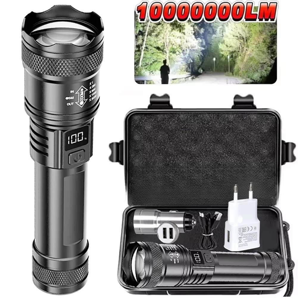 Outdoor Power For Camping - Перезаряжаемый светодиодный фонарь с зумом, ЖК-дисплеем,