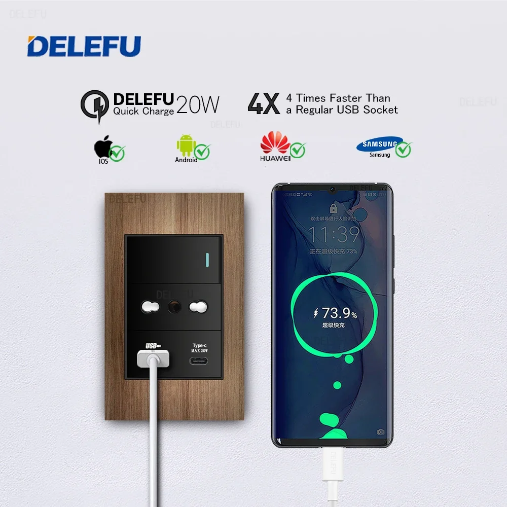 DELEFU Алюминиевая деревянная  – обзор и цена Outdoor Power Strip